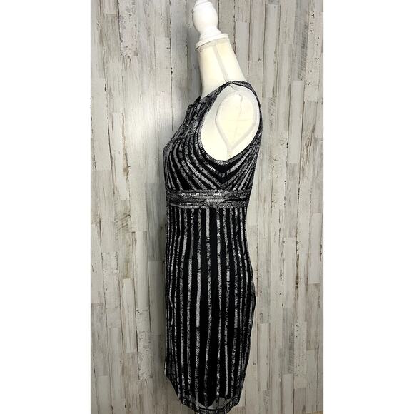 NWT Cache Women's Size 8 Black & White Striped Sleeveless Cocktail Dress - Picture 7 of 9